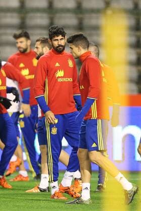 - BRUSSELS, BELGIUM: Spain s Diego Costa pictured during a training session of the Spanish national soccer team, Monday 16 November 2015, in Brussels. Tomorrow Spain is playing the Red Devils, the Belgian national soccer team, in preparation of the Euro2016 European Championships. BRUNOxFAHY  x04741447x