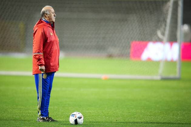 - BRUSSELS, BELGIUM: Spain s head coach Vicente del Bosque pictured during a training session of the Spanish national soccer team, Monday 16 November 2015, in Brussels. Tomorrow Spain is playing the Red Devils, the Belgian national soccer team, in preparation of the Euro2016 European Championships. BRUNOxFAHY  x04741440x