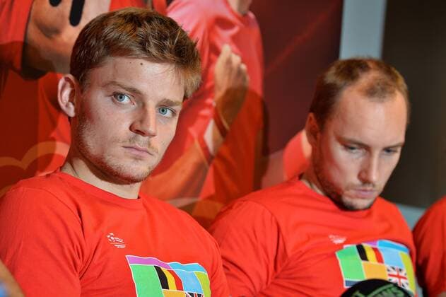 - BRUSSELS, BELGIUM: Belgian David Goffin and Belgian Steve Darcis pictured during a press conference PK Pressekonferenz ahead of the Davis Cup World Group final between Belgium and Great Britain, Tuesday 17 November 2015, in Brussels. The final will be played from 27 to 29 November 2015 in Gent Flanders Expo. DAVIDxSTOCKMAN  x04741645x