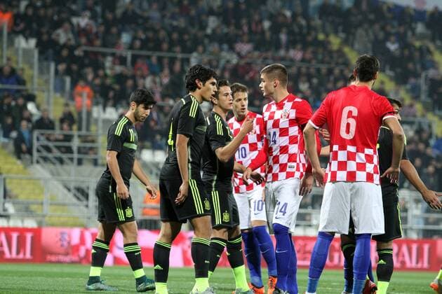 PXL_European Under-21 Championship 2017, qualifying round, CRO - SPA 17.11.2015., Stadion HNK Rijeka, Rijeka, Croatia - European Under-21 Championship 2017, Qualifying Round, Croatia - Spain. Duje Caleta-Car.  GoranxKovacic PIXSELL