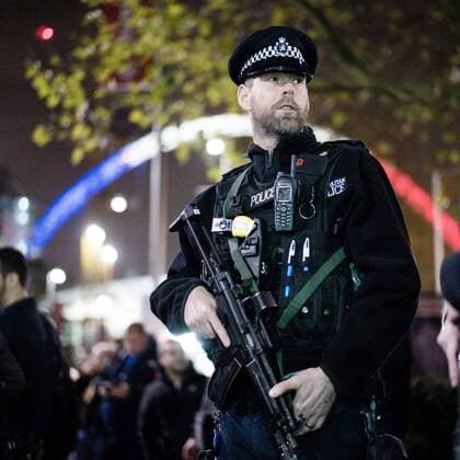Armed police outside the stadium - Breast Cancer Care International - England v France - Wembley Stadium - London - England - 17th November 2015 - Picture Charlie Forgham Bailey Sportimage EDITORIAL USE ONLY. No use with unauthorised audio, video, data, fixture lists, club league logos or live services. Online in-match use limited to 120 images, no video emulation. No use in betting, games or single club league player publications.