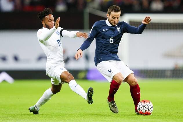 England s Raheem Sterling and France?s Yohan Cabaye - Breast Cancer Care International - England v France - Wembley Stadium - London - England - 17th November 2015 - Picture Charlie Forgham Bailey Sportimage EDITORIAL USE ONLY. No use with unauthorised audio, video, data, fixture lists, club league logos or live services. Online in-match use limited to 120 images, no video emulation. No use in betting, games or single club league player publications.