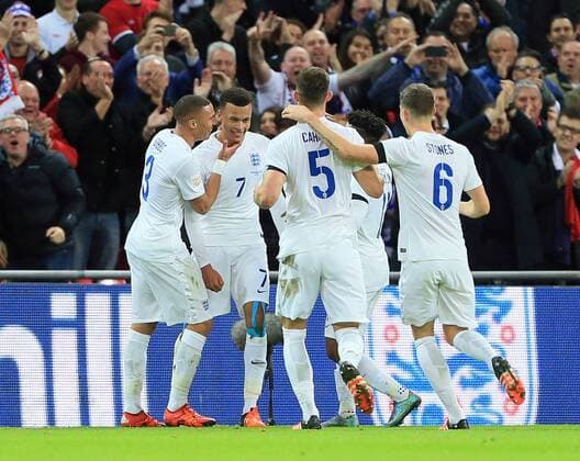 England s Dele Alli celebrates scoring his sides opening goal International Friendly Länderspiel Match- England v France - Wembley Stadium - England - 17th November 2015 - Picture David Klein Sportimage EDITORIAL USE ONLY. No use with unauthorised audio, video, data, fixture lists, club league logos or live services. Online in-match use limited to 120 images, no video emulation. No use in betting, games or single club league player publications.