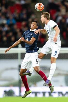 France?s Raphael Varane and England s Harry Kane - Breast Cancer Care International - England v France - Wembley Stadium - London - England - 17th November 2015 - Picture Charlie Forgham Bailey Sportimage EDITORIAL USE ONLY. No use with unauthorised audio, video, data, fixture lists, club league logos or live services. Online in-match use limited to 120 images, no video emulation. No use in betting, games or single club league player publications.