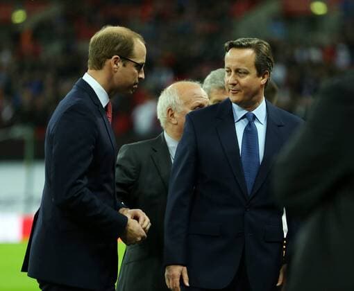 Prince William talks to David Cameron International Friendly Länderspiel Match- England v France - Wembley Stadium - England - 17th November 2015 - Picture David Klein Sportimage EDITORIAL USE ONLY. No use with unauthorised audio, video, data, fixture lists, club league logos or live services. Online in-match use limited to 120 images, no video emulation. No use in betting, games or single club league player publications.