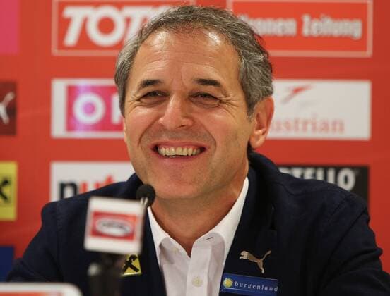 SOCCER - AUT vs SUI, friendly match VIENNA,AUSTRIA,18.NOV.15 - SOCCER - OEFB international match Länderspiel Austria vs Switzerland, press conference PK Pressekonferenz of team AUT. Image shows head coach Marcel Koller (AUT). GEPAxpictures xChristianxOrt