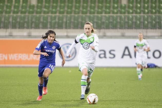 Fußball, UWCL, VfL Wolfsburg - FC Chelsea; Caroline Graham Hansen (Wolfsburg, 26) am Ball. xtgx