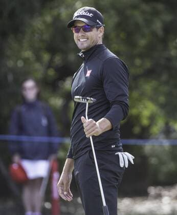 Nov. 21, 2015 - Melbourne, Victoria, Australia - Adam Scott of Australia reacts after his putt on the sixteenth green during day 3 of the 2015 Australian Masters at Huntingdale Golf Club in Melbourne, Australia. Golf 2015 - Australian Masters Day 3 - ZUMAk106