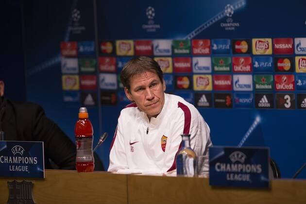 SPAIN - 23th Nov: Rudi Garcia during the press conference PK Pressekonferenz before the match between FC Barcelona Barca - AS Roma, for the round 5 of the Liga BBVA, played at Camp Nou Stadium on 23th Nov 2015 in Barcelona, Spain. (Credit: Joan Valls Urbanandsport Nur Photo) 