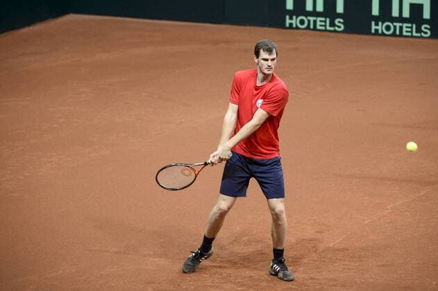 - GENT, BELGIUM: Britain s Jamie Murray pictured during a training practice ahead of the Davis Cup World Group final between Belgium and Great Britain, Tuesday 24 November 2015, at Flanders Expo in Gent. The final will be played from 27 to 29 November 2015 in Gent Flanders Expo. DIRKxWAEM  x04745002x