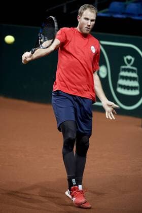 - GENT, BELGIUM: Britain s Dominic Inglot pictured during a training practice ahead of the Davis Cup World Group final between Belgium and Great Britain, Tuesday 24 November 2015, at Flanders Expo in Gent. The final will be played from 27 to 29 November 2015 in Gent Flanders Expo. DIRKxWAEM  x04745003x