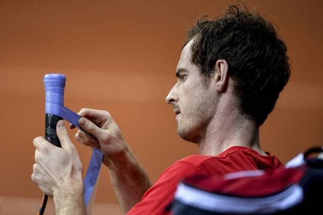 Tennis, Davis Cup Finale in Belgien - Training Großbritannien - GENT, BELGIUM: Britain s Andy Murray pictured during a training practice ahead of the Davis Cup World Group final between Belgium and Great Britain, Tuesday 24 November 2015, at Flanders Expo in Gent. The final will be played from 27 to 29 November 2015 in Gent Flanders Expo. DIRKxWAEM  x04745312x