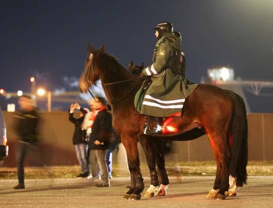 Fußball, Champions League, Sicherheitsvorkehrungen in München SOCCER - CL, Bayern vs Olympiakos MUNICH,GERMANY,24.NOV.15 - SOCCER - UEFA Champions League, group stage, FC Bayern Muenchen vs Olympiakos Piraeus. Image shows police at the Allianz Arena. GEPAxpictures xThomasxBachun
