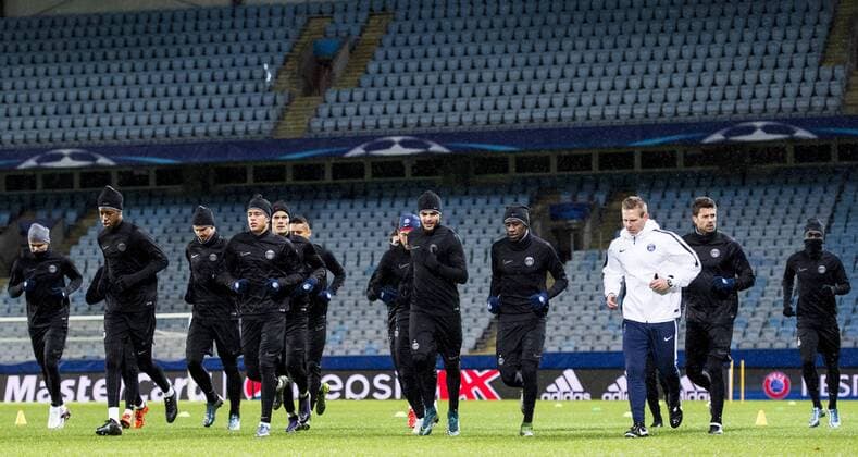 Fußball, Champions League, Paris St. Germain Training 151124 PSG:s spelare under en träning inför fotbollsmatchen i Champions League den 24 november 2015 i Malmö.  Copyright: PETTERxARVIDSON BB151124PA126