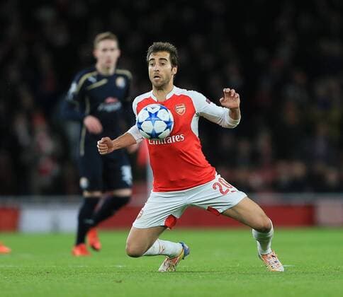 Fußball, Champions League, FC Arsenal - Dinamo Zagreb Arsenal s Mathieu Flamini in action UEFA Champions League- Arsenal v Dinamo Zagreb - Emirates Stadium - England - 24th November 2015 - Picture David Klein Sportimage EDITORIAL USE ONLY. No use with unauthorised audio, video, data, fixture lists, club league logos or live services. Online in-match use limited to 120 images, no video emulation. No use in betting, games or single club league player publications.