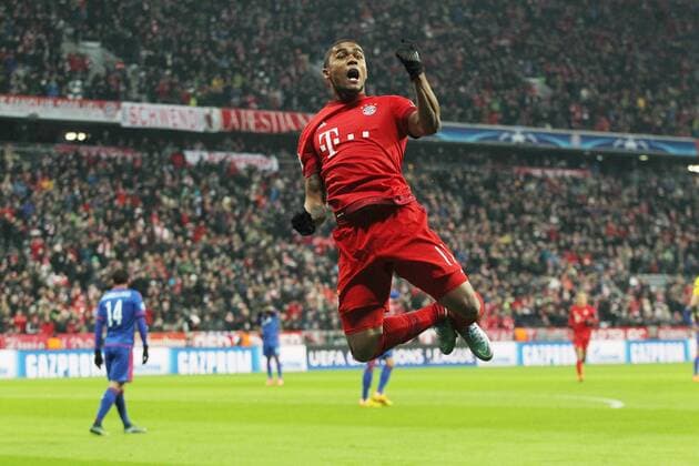 Muenchen Douglas Costa (FC Bayern Muenchen) Jubel nach dem 1:0 FC Bayern Muenchen vs. Olympiakos Piraeus, Fussball, Champions League, 24.11.2015, Copyright: Langerx xEibner-Pressefoto EP_HLR
