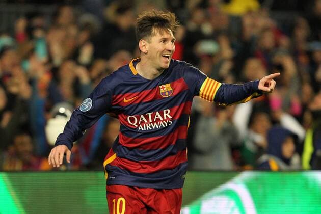 L esultanza dopo il gol del 2-0 di Lionel Messi Barcelona Goal Celebration Lionel Messi Barcelona - Barcelona, 24.11.2015 - UEFA Champions League 2015 2016 - FC Barcelona vs AS Roma - lucaxpagliaricci