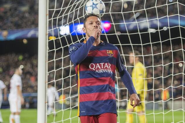 Adriano Coreia Claro of FC Barcelona Barca celebrate his goal Barcelona v AS Roma Topvoetbal 2015 2016 xVIxGerritxvanxKeulenxIVx 4623698
