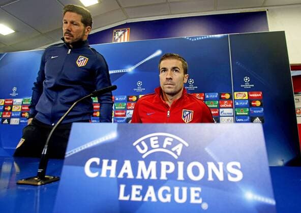 Simeone and Gabi of Atletico Madrid attend press conference PK Pressekonferenz before the Champions League match against Galatasaray. xPabloxGarciax 