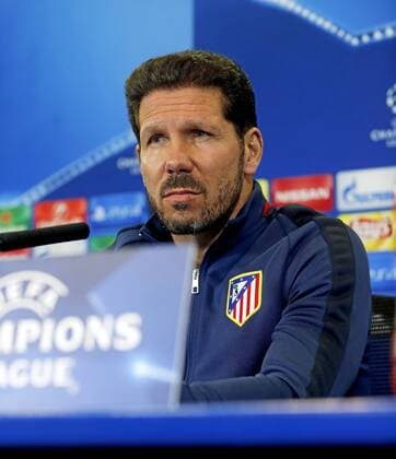 Simeone and Gabi of Atletico Madrid attend press conference PK Pressekonferenz before the Champions League match against Galatasaray. xPabloxGarciax 