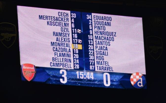 Arsenal vs Dinamo - London, UK 24.11.2015., London, UK - UEFA Champions League, group F, Arsenal FC - GNK Dinamo Zagreb. Final score.  MarkoxPrpic PIXSELL