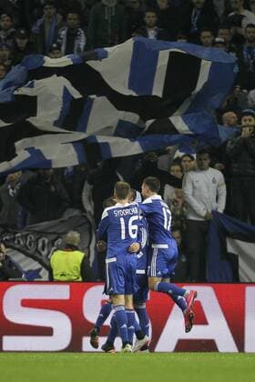 Nov. 24, 2015 - Porto, Portugal - Dynamo Kiev s forward Andriy Yarmolenko celebrates after scoring a goal with team during the UEFA Champions League match between FC Porto and FC Dynamo Kyiv, at Dragao Stadium in Porto on November 24, 2015. UEFA Champions League match between FC Porto and FC Dynamo Kyiv  - ZUMAn230