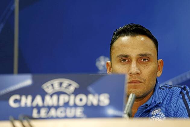 Real Madrid training session before the Champions League match against Shakhtar Donetsk. In this picture, Keylor Navas at press conference PK Pressekonferenz xFOTOxCHEMAxREYx 