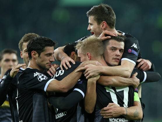 25.11.2015, Fussball UEFA Champions League 2015 2016, Gruppenphase, 5.Spieltag, Borussia Mönchengladbach - FC Sevilla, im Borussia-Park Mönchengladbach. Jubel Gladbach zum Tor zum 1:0 