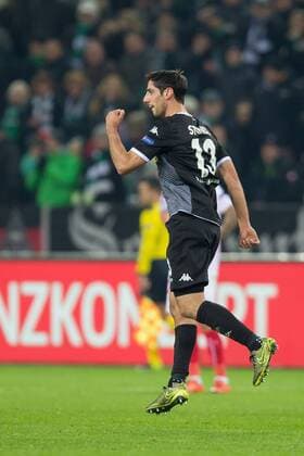 Mittwoch 25.11.2015, UEFA Champions League, Saison 2015 2016, 5. Spieltag in Moenchengladbach, Borussia Moenchengladbach - Sevilla FC, Lars Stindl (Gladbach) jubel nach seinem treffer zum 1:0 DeFodi001