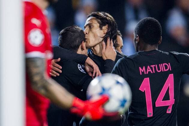 Edinson Cavani, Angel Di Maria - Malmö, Schweden - Champions League, Malmö FF vs. Paris Saint Germain PSG.  Copyright: LUDVIGxTHUNMAN BB151125LT074