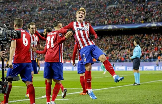 Champions League match played between Atletico Madrid and Galatasaray Istanbul. In this picture, Antoine Griezmann celebrates first goal. xANGELxRIVEROx 