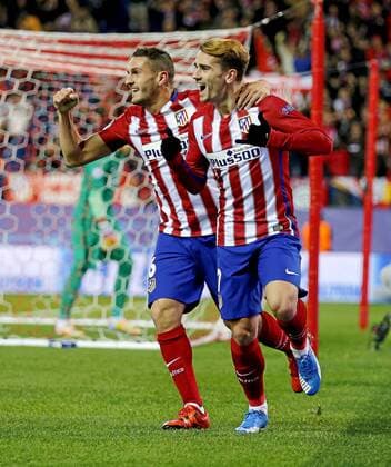 Champions League match played between Atletico Madrid and Galatasaray Istanbul. In this picture, Antoine Griezmann celebrates first goal with Koke. xANGELxRIVEROx 