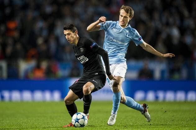 Angel Di Maria, Magnus Wolff Eikrem - Malmö, Schweden - Champions League, Malmö FF vs. Paris Saint Germain PSG.  Copyright: PETTERxARVIDSON BB151125PA172