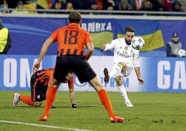Champions League match between Shakhtar Donetsk and Real Madrid. In this picture, Cristiano Ronaldo celebrates his goal. xFOTOxCHEMAxREYx 