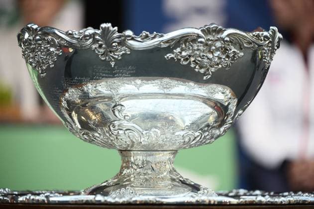 - GENT, BELGIUM: Illustration shows the trophy during the drawing of the games ahead of the Davis Cup World Group final between Belgium and Great Britain, Thursday 26 November 2015, at Flanders Expo in Gent. The final will be played from 27 to 29 November 2015 in Gent Flanders Expo. DIRKxWAEM  x04746292x