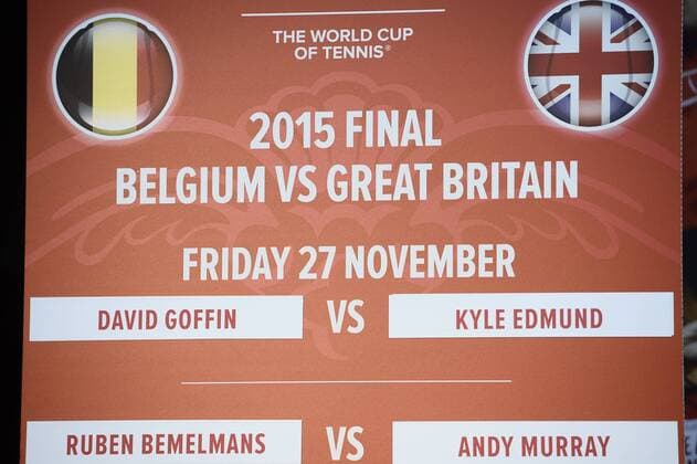 - GENT, BELGIUM: Illustration shows the drawing of the games ahead of the Davis Cup World Group final between Belgium and Great Britain, Thursday 26 November 2015, at Flanders Expo in Gent. The final will be played from 27 to 29 November 2015 in Gent Flanders Expo. DIRKxWAEM  x04746309x