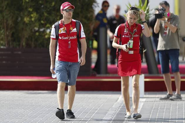 Nov. 26, 2015 - Abu Dhabi, United Arab EMirates - SEBASTIAN VETTEL of Germany and Scuderia Ferrari is seen in the paddock during preparations to the 2015 Formula 1 Abu Dhabi Grand Prix at Yas Marina Circuit, in Abu Dhabi, United Arab Emirates. F1 2015 - Abu Dhabi Grand Prix - Preparations - ZUMAg147