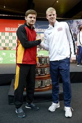 - GENT, BELGIUM: Belgian David Goffin and Britain s Kyle Edmund pictured during the drawing of the games ahead of the Davis Cup World Group final between Belgium and Great Britain, Thursday 26 November 2015, at Flanders Expo in Gent. The final will be played from 27 to 29 November 2015 in Gent Flanders Expo. DIRKxWAEM  x04746398x