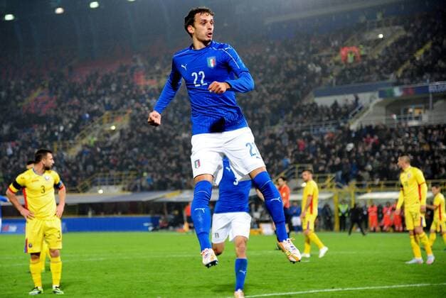 Fußball, Länderspiel, Herren, Italien - Rumänien Football - soccer: international match Länderspiel Italy - Romania, Manolo Gabbiadini esulta dopo il gol (Hinweis: Verwendung nur in Deutschland - only Germany) xHOCHxZWEIx xItalyxPhotoxPressx 