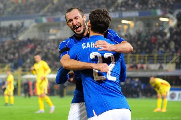 Fußball, Länderspiel, Herren, Italien - Rumänien Football - soccer: international match Länderspiel Italy - Romania, Manolo Gabbiadini esulta dopo il gol (Hinweis: Verwendung nur in Deutschland - only Germany) xHOCHxZWEIx xItalyxPhotoxPressx 