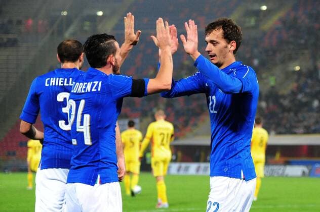 Fußball, Länderspiel, Herren, Italien - Rumänien Football - soccer: international match Länderspiel Italy - Romania, Manolo Gabbiadini esulta dopo il gol (Hinweis: Verwendung nur in Deutschland - only Germany) xHOCHxZWEIx xItalyxPhotoxPressx 