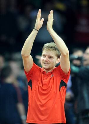 Tennis - 2015 Davis Cup by BNP Paribas - World Group Final: Belgium vs. Great Britain Day One Rubber One: Singles David Goffin (Bel) vs. Kyle Edmund (GB) Belgium s Goffin celebrates winning the match at the Flanders Expo, Ghent. COLORSPORT JANE BARLOW 