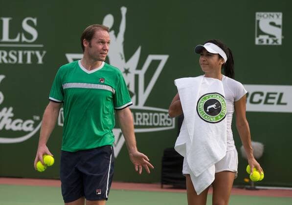 Champions Tennis League 2015, V Chennai Warriors Spieler Rainer Schuettler (GER) und Heather Watson (GBR) beim Training, Tennis - Champions Tennis League 2015 - - - Chennai - Tamil Nadu - India - 26 November 2015.