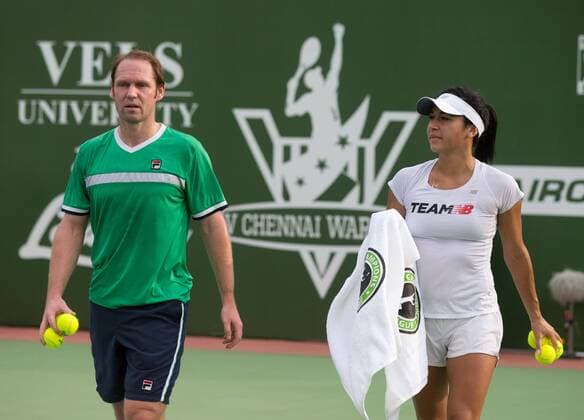 Champions Tennis League 2015, V Chennai Warriors Spieler Rainer Schuettler (GER) und Heather Watson (GBR) beim Training, Tennis - Champions Tennis League 2015 - - - Chennai - Tamil Nadu - India - 26 November 2015.