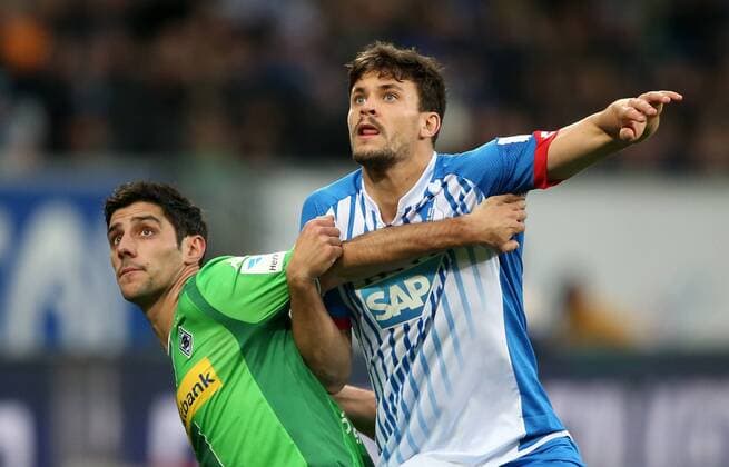 Lars STINDL (13, Borussia Moenchengladbach), Tobias STROBL (12, 1899 Hoffenheim) Fussball Bundesliga: TSG 1899 Hoffenheim - Borussia Moenchengladbach, 14. Spieltag am 28.11.2015, xmdx, 1899 Hoffenheim - Borussia Moenchengladbach