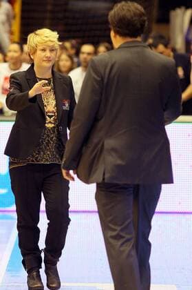 21.11.2015 Belgrade(Serbia) Serbia-Germany Eurobasket qualify women s basketball Marina Maljkovic(L) Serbia head coach :Str 