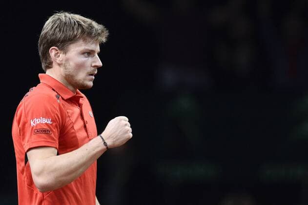 - GENT, BELGIUM: Belgian David Goffin reacts during the fourth game in the Davis Cup tennis World Group final between Belgium and Great Britain, a game of Belgian David Goffin versus Britain s Andy Murray, Sunday 29 November 2015 at Flanders Expo in Gent. DIRKxWAEM  x04748517x