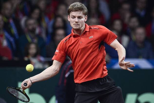 - GENT, BELGIUM: Belgian David Goffin pictured in action during the fourth game in the Davis Cup tennis World Group final between Belgium and Great Britain, a game of Belgian David Goffin versus Britain s Andy Murray, Sunday 29 November 2015 at Flanders Expo in Gent. DIRKxWAEM  x04748528x