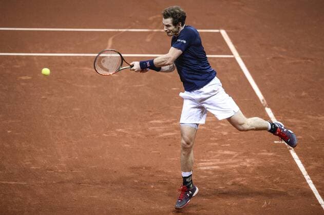 - GENT, BELGIUM: Britain s Andy Murray pictured in action during the fourth game in the Davis Cup tennis World Group final between Belgium and Great Britain, a game of Belgian David Goffin versus Britain s Andy Murray, Sunday 29 November 2015 at Flanders Expo in Gent. DIRKxWAEM  x04748808x