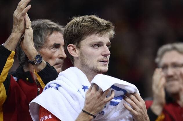 - GENT, BELGIUM: Belgian David Goffin reacts after he losts the fourth game in the Davis Cup tennis World Group final between Belgium and Great Britain, a game of Belgian David Goffin versus Britain s Andy Murray, Sunday 29 November 2015 at Flanders Expo in Gent. Britain won the final 3 to 1. DIRKxWAEM  x04748938x